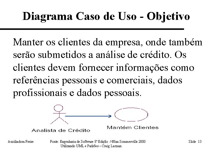 Diagrama Caso de Uso - Objetivo Manter os clientes da empresa, onde também serão