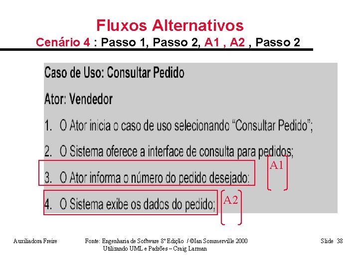 Fluxos Alternativos Cenário 4 : Passo 1, Passo 2, A 1 , A 2