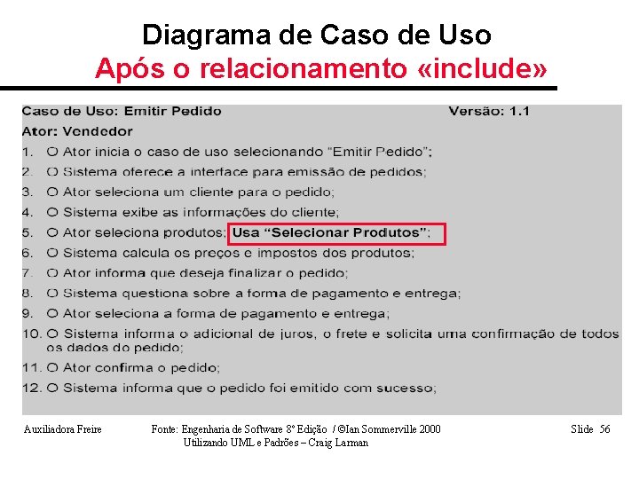 Diagrama de Caso de Uso Após o relacionamento «include» Auxiliadora Freire Fonte: Engenharia de