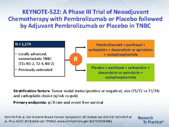 KEYNOTE-522: A Phase III Trial of Neoadjuvant Chemotherapy with Pembrolizumab or Placebo followed by KEYNOTE-522: A Phase III Trial of Neoadjuvant Chemotherapy with Pembrolizumab or Placebo followed by