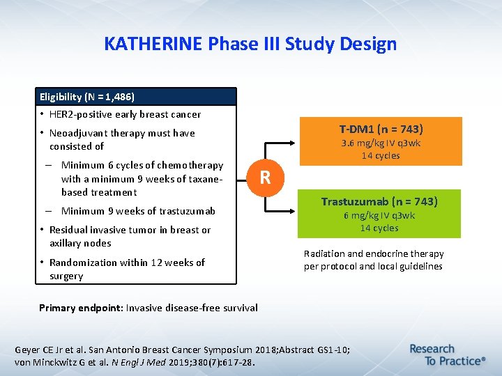 KATHERINE Phase III Study Design Eligibility (N = 1, 486) • HER 2 -positive KATHERINE Phase III Study Design Eligibility (N = 1, 486) • HER 2 -positive