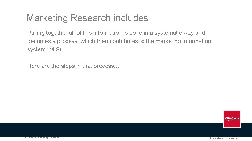 Marketing Research includes Pulling together all of this information is done in a systematic