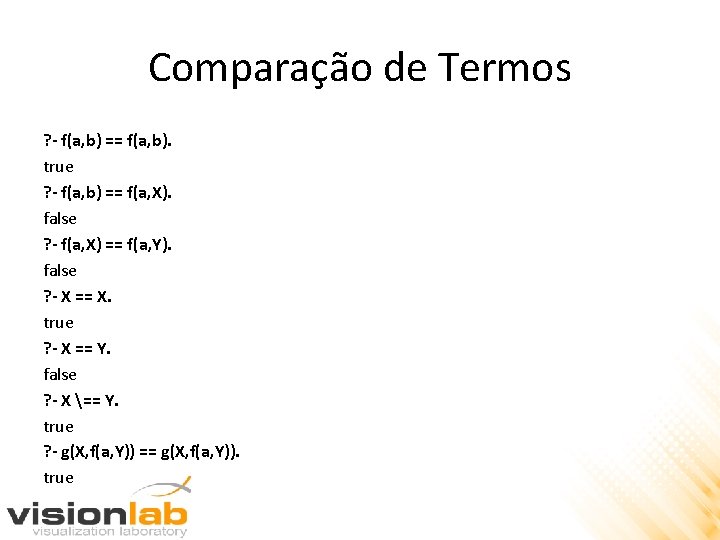 Comparação de Termos ? - f(a, b) == f(a, b). true ? - f(a,