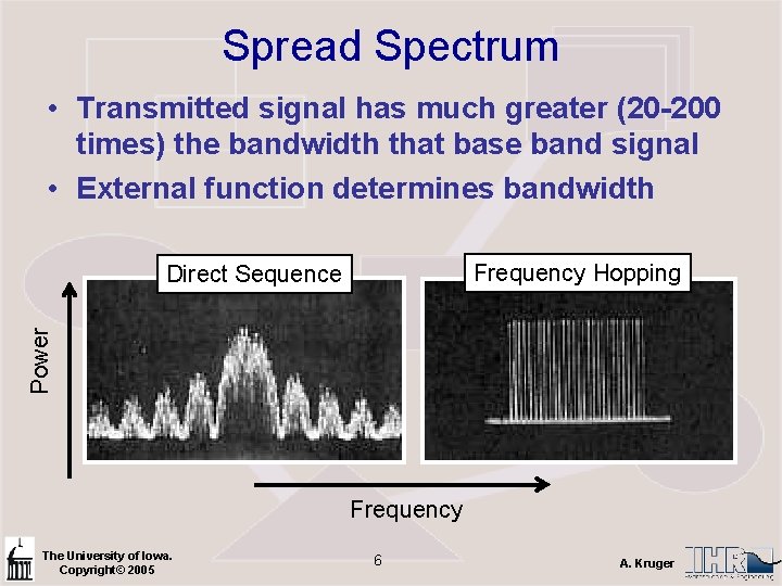 Spread Spectrum • Transmitted signal has much greater (20 -200 times) the bandwidth that
