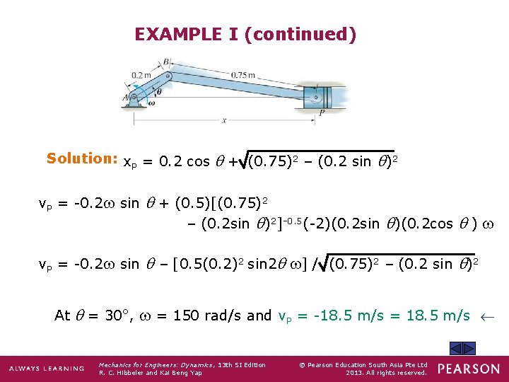 EXAMPLE I (continued) Solution: x. P = 0. 2 cos + (0. 75)2 –