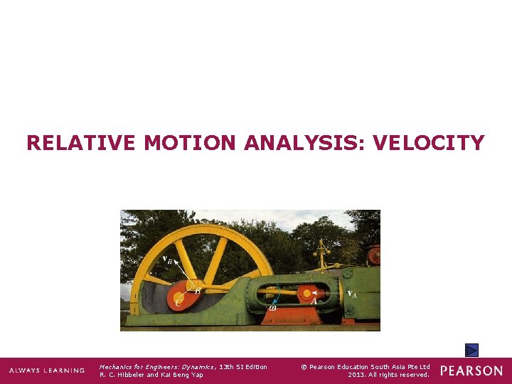 RELATIVE MOTION ANALYSIS: VELOCITY Mechanics for Engineers: Dynamics , 13 th SI Edition R.