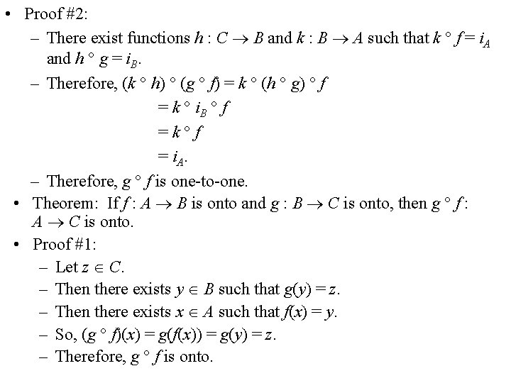  • Proof #2: – There exist functions h : C B and k