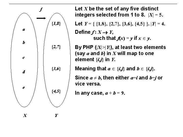 Let X be the set of any five distinct integers selected from 1 to