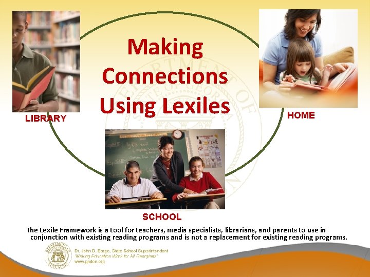 LIBRARY Making Connections Using Lexiles HOME SCHOOL The Lexile Framework is a tool for