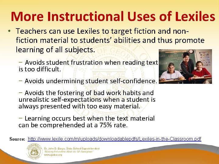 More Instructional Uses of Lexiles • Teachers can use Lexiles to target fiction and