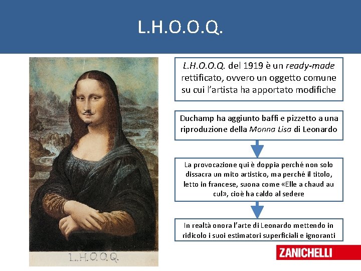 L. H. O. O. Q. del 1919 è un ready-made rettificato, ovvero un oggetto