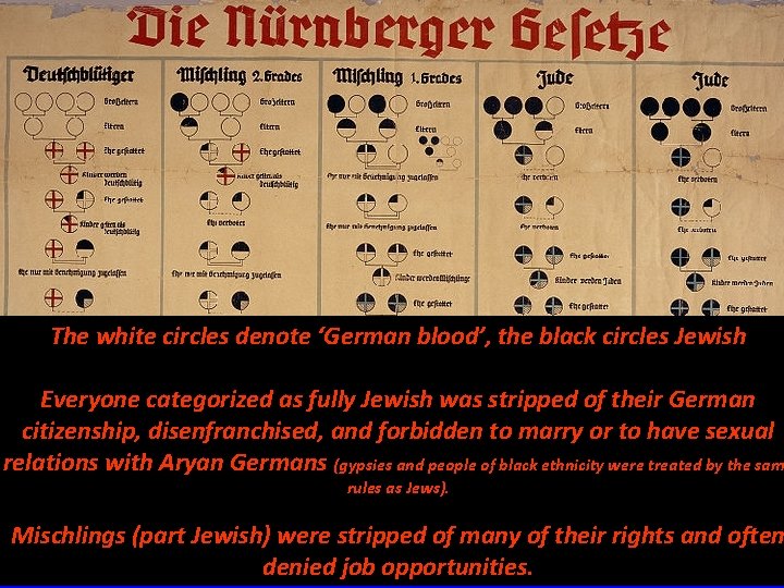 The white circles denote ‘German blood’, the black circles Jewish Everyone categorized as fully