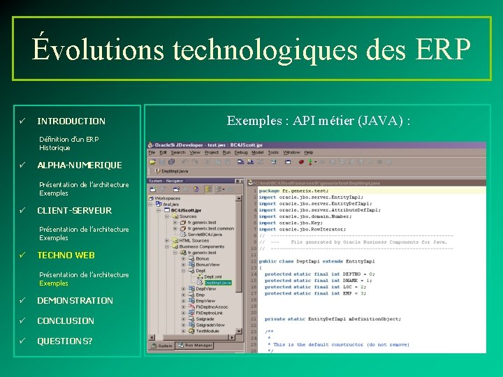 Évolutions technologiques des ERP ü INTRODUCTION Définition d’un ERP Historique ü ALPHA-NUMERIQUE Présentation de