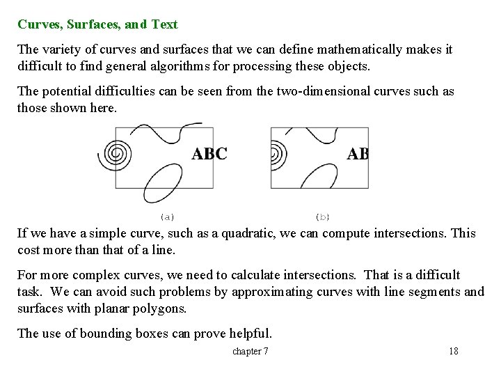 Curves, Surfaces, and Text The variety of curves and surfaces that we can define