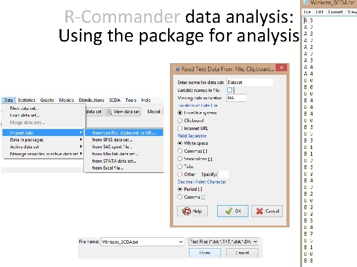 R-Commander data analysis: Using the package for analysis 