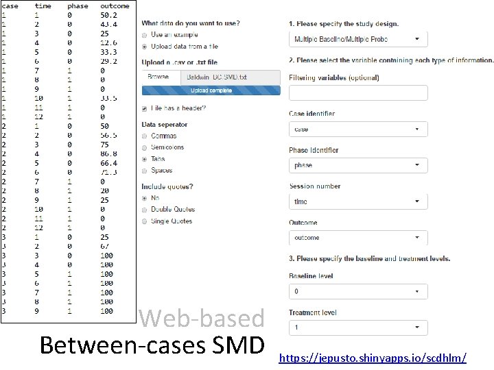 Web-based Between-cases SMD https: //jepusto. shinyapps. io/scdhlm/ 