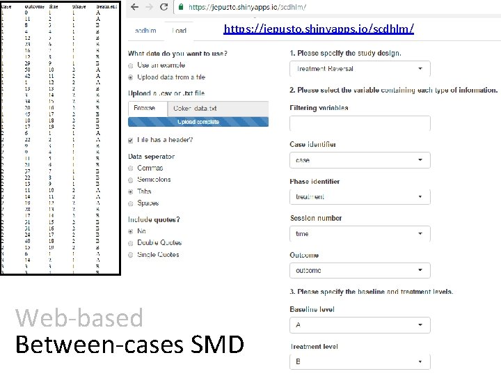 https: //jepusto. shinyapps. io/scdhlm/ Web-based Between-cases SMD 