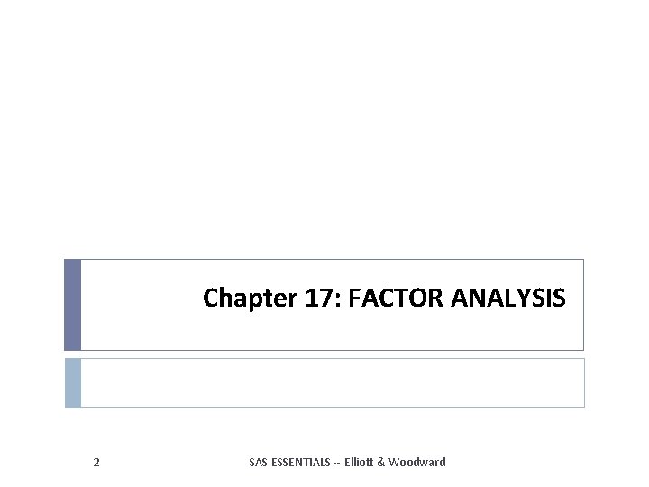 Chapter 17: FACTOR ANALYSIS 2 SAS ESSENTIALS -- Elliott & Woodward 