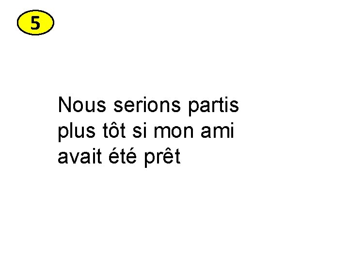 5 Nous serions partis plus tôt si mon ami avait été prêt 5 Nous serions partis plus tôt si mon ami avait été prêt