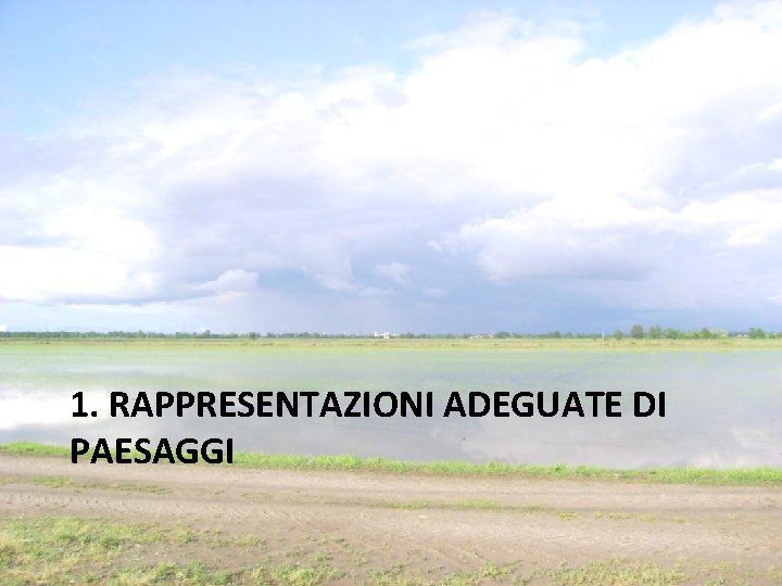1. RAPPRESENTAZIONI ADEGUATE DI PAESAGGI 1. RAPPRESENTAZIONI ADEGUATE DI PAESAGGI