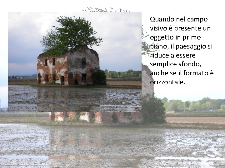Quando nel campo visivo è presente un oggetto in primo piano, il paesaggio si Quando nel campo visivo è presente un oggetto in primo piano, il paesaggio si