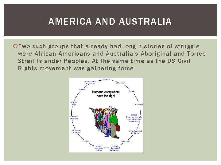 AMERICA AND AUSTRALIA Two such groups that already had long histories of struggle were