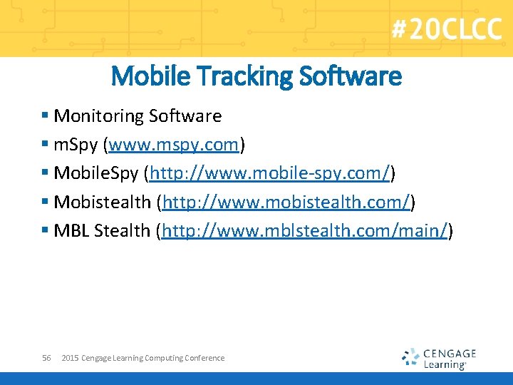 Mobile Tracking Software § Monitoring Software § m. Spy (www. mspy. com) § Mobile.