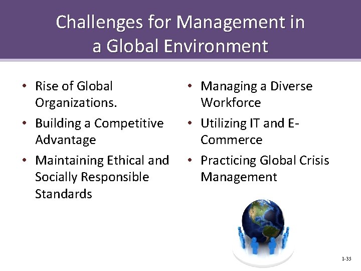 Challenges for Management in a Global Environment • Rise of Global Organizations. • Building