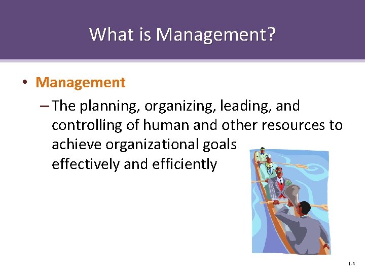 What is Management? • Management – The planning, organizing, leading, and controlling of human