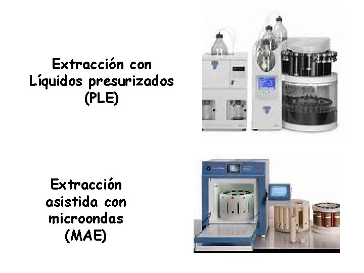 Extracción con Líquidos presurizados (PLE) Extracción asistida con microondas (MAE) 