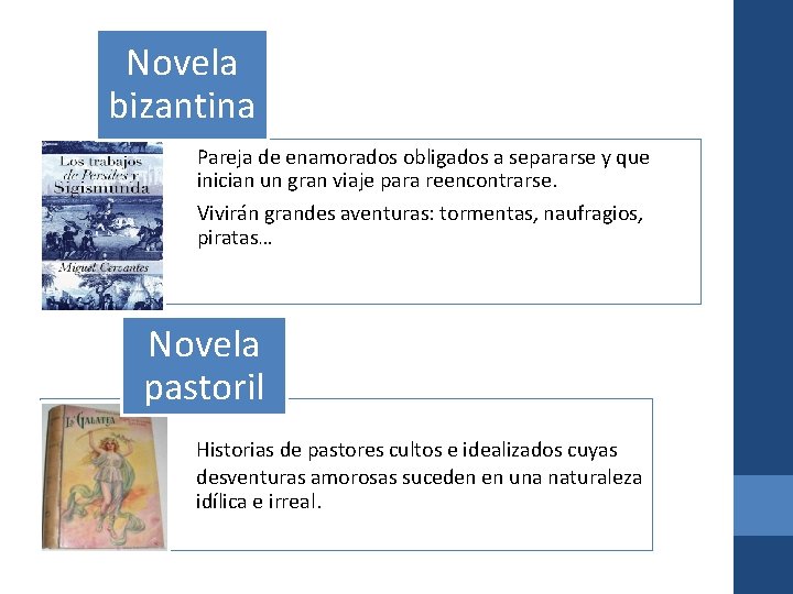 Novela bizantina Pareja de enamorados obligados a separarse y que inician un gran viaje