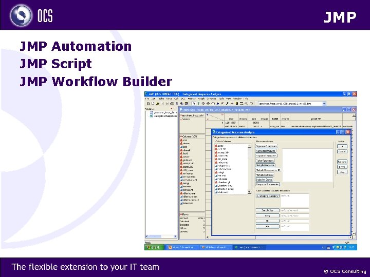 JMP Automation JMP Script JMP Workflow Builder © OCS Consulting 