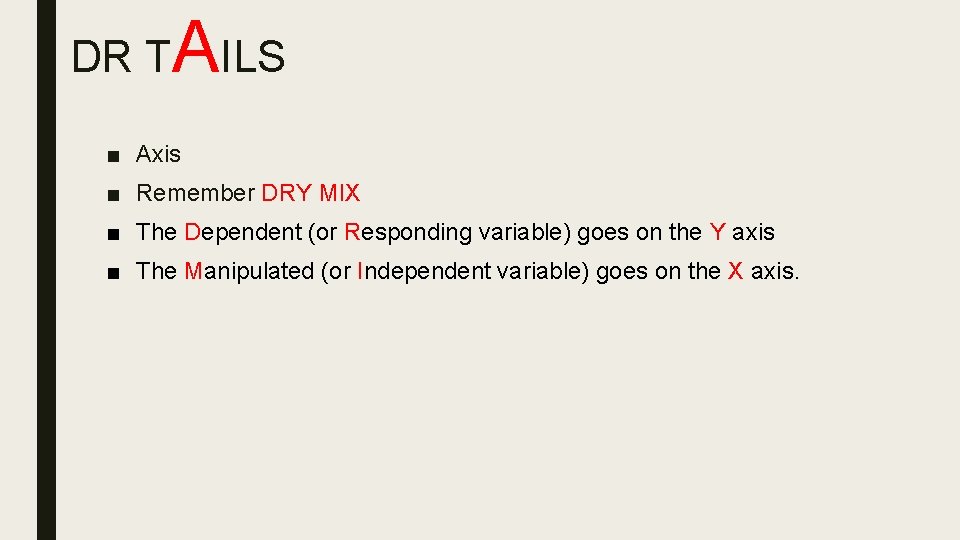 DR T AILS ■ Axis ■ Remember DRY MIX ■ The Dependent (or Responding
