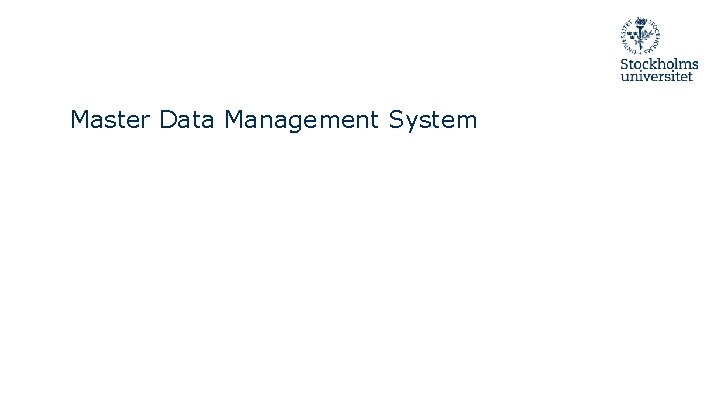 Master Data Management System 