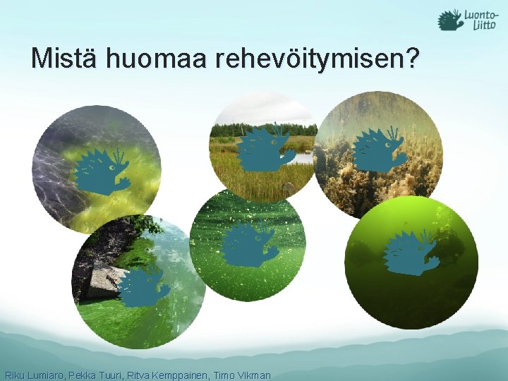 Mistä huomaa rehevöitymisen? Riku Lumiaro, Pekka Tuuri, Ritva Kemppainen, Timo Vikman 