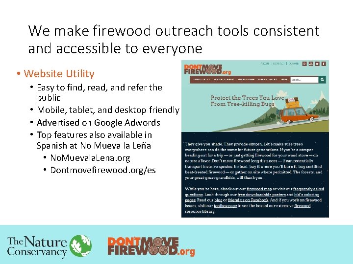 We make firewood outreach tools consistent and accessible to everyone • Website Utility •