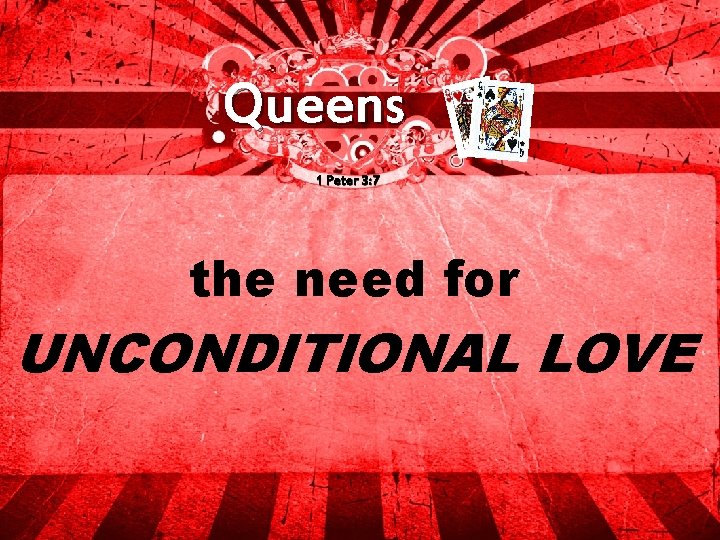 Queens 1 Peter 3: 7 the need for UNCONDITIONAL LOVE 