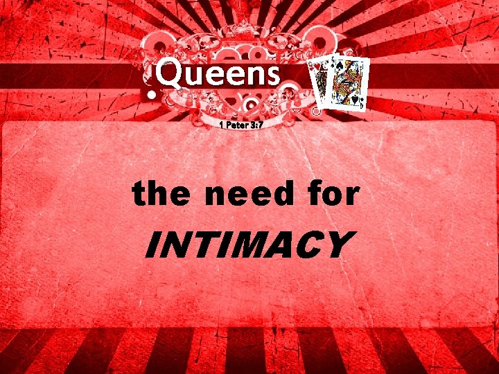 Queens 1 Peter 3: 7 the need for INTIMACY 