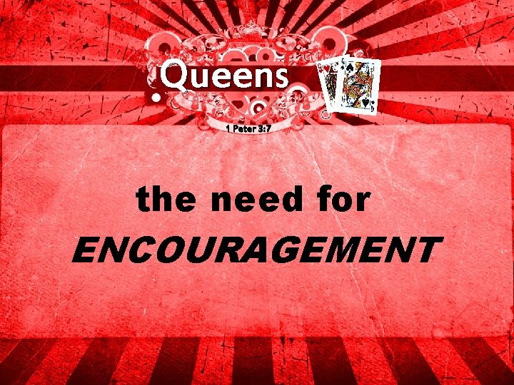 Queens 1 Peter 3: 7 the need for ENCOURAGEMENT 