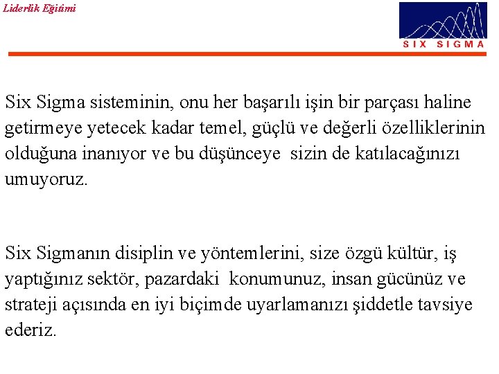Liderlik Eğitimi Six Sigma sisteminin, onu her başarılı işin bir parçası haline getirmeye yetecek