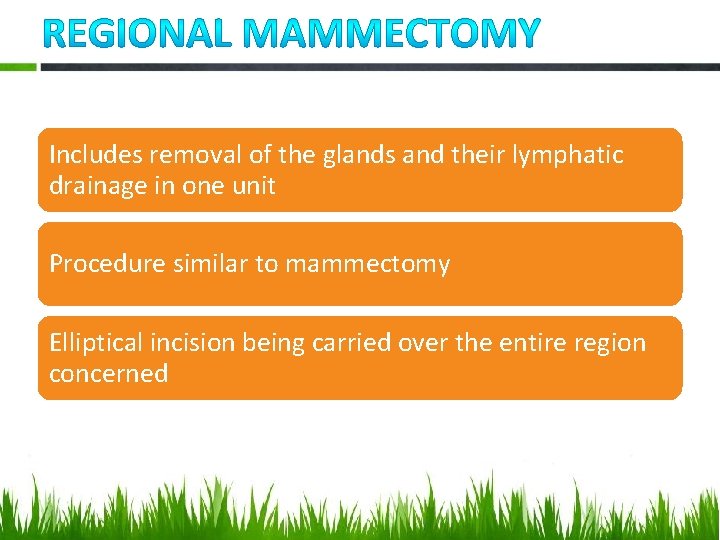 Includes removal of the glands and their lymphatic drainage in one unit Procedure similar