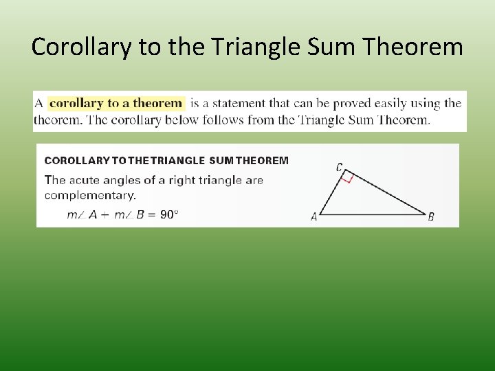 Corollary to the Triangle Sum Theorem 