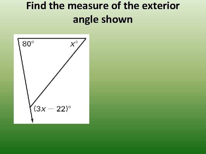 Find the measure of the exterior angle shown 