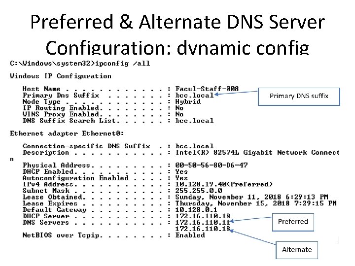 Preferred & Alternate DNS Server Configuration: dynamic config 25 