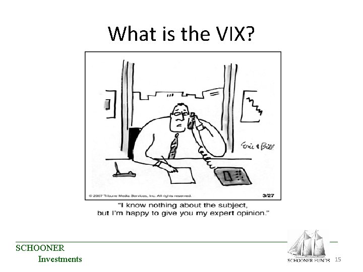 What is the VIX? ____________________________________ SCHOONER 15 Investments What is the VIX? ____________________________________ SCHOONER 15 Investments