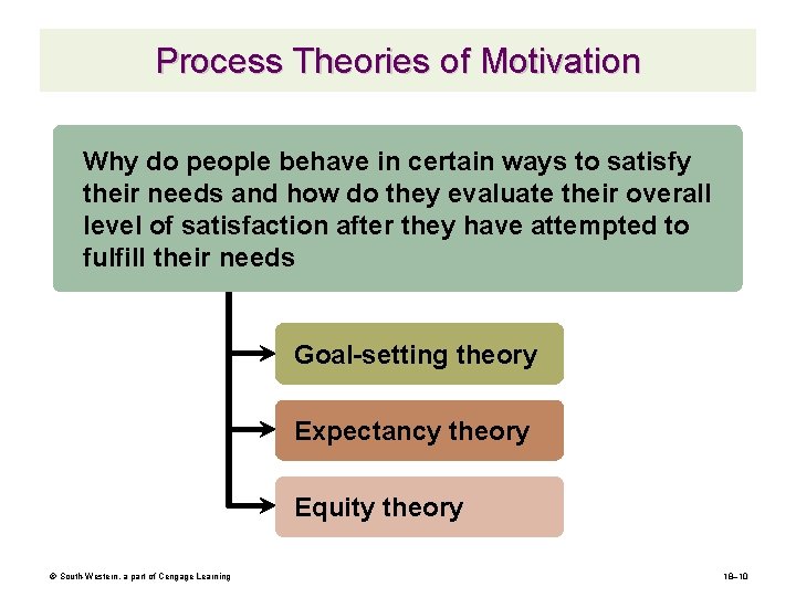 Process Theories of Motivation Why do people behave in certain ways to satisfy their