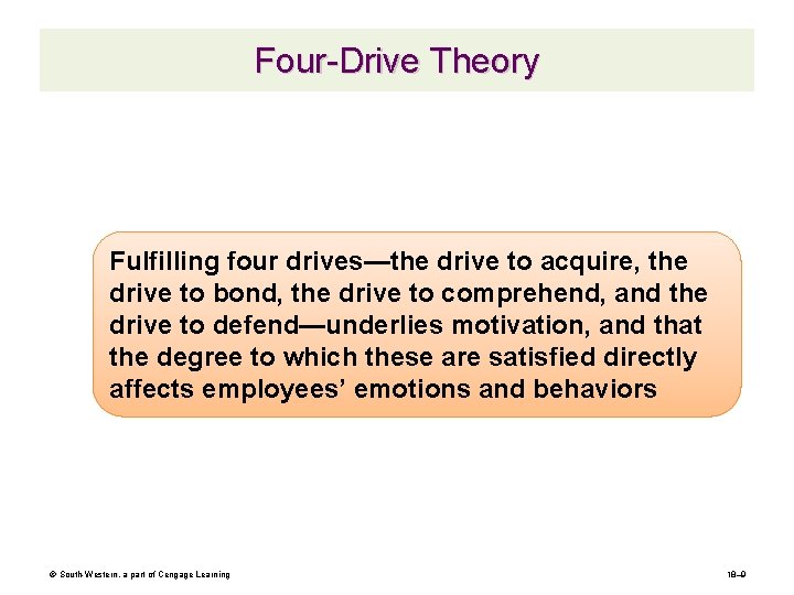 Four-Drive Theory Fulfilling four drives—the drive to acquire, the drive to bond, the drive