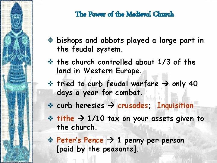 The Power of the Medieval Church v bishops and abbots played a large part The Power of the Medieval Church v bishops and abbots played a large part