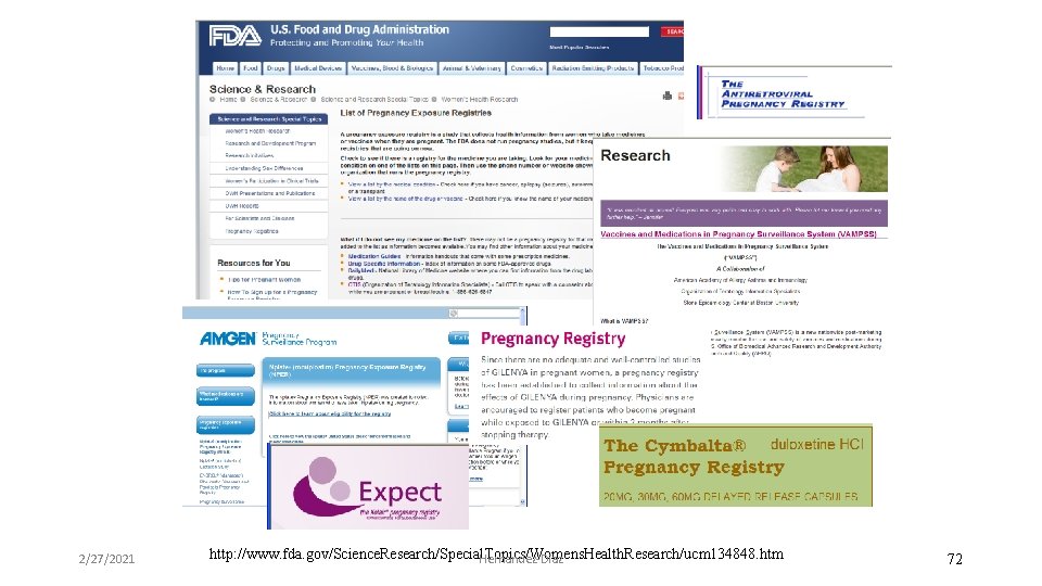 2/27/2021 http: //www. fda. gov/Science. Research/Special. Topics/Womens. Health. Research/ucm 134848. htm Hernandez‐Diaz 72 