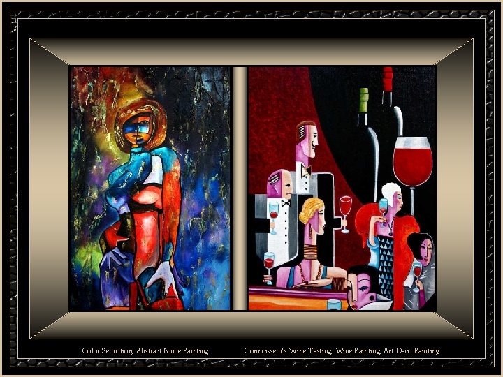 Color Seduction, Abstract Nude Painting Connoisseur's Wine Tasting, Wine Painting, Art Deco Painting 